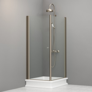 9144T3 Душевая кабина DX с распашной дверью и фиксированной боковой частью для душевого поддона 80x96 SX открывание со стороны 96, цвет Бронзовый Kerasan RETRO Италия