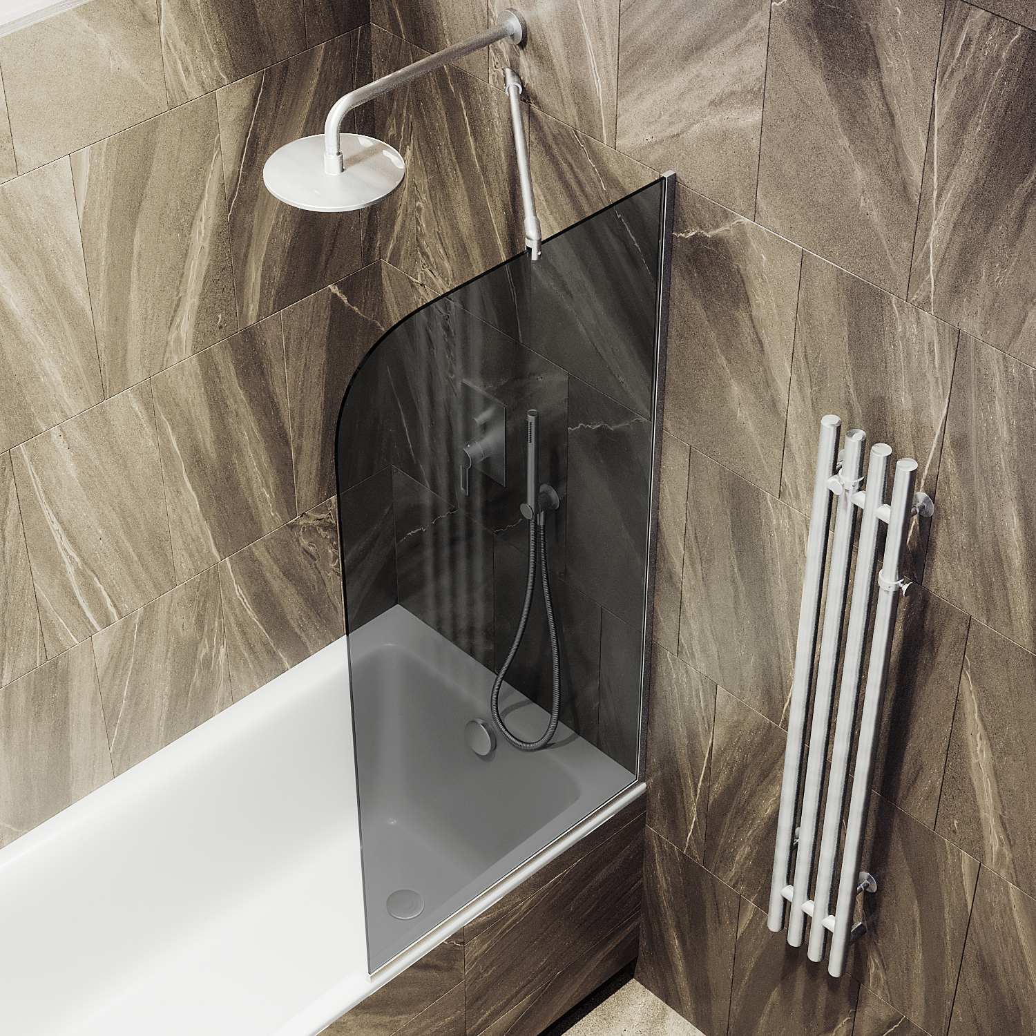 Шторка для ванны в узком профиле ST-78-5у Public Steel