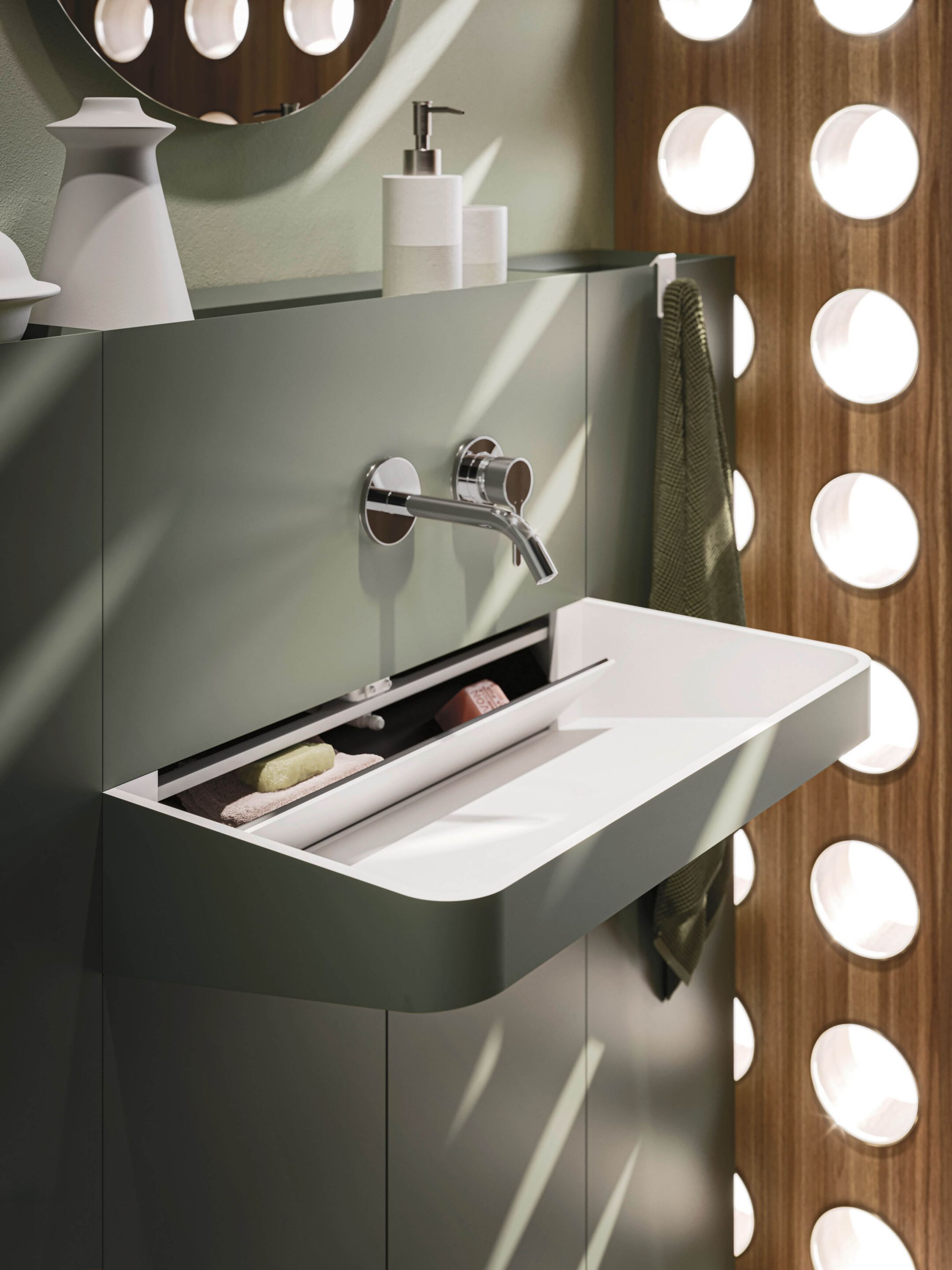 Модульный шкаф для умывальника с раковиной из Ocritech Arbi Arredobagno Over ARCH-00010140