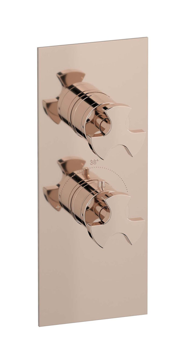 Комплект наружных частей термостата на 1 потребителей - вертикальная прямоугольная панель с ручками Belmondo WE ARE IB eua111rsnbt Rose Gold Aqua