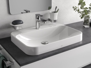 Керамическая прямоугольная раковина с полукругом