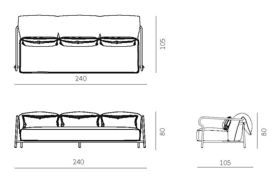 3-местный алюминиевый садовый диван Unopiù Salò ARCH-00119973 - Вид №9
