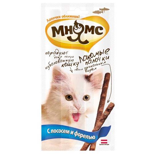 ПР0019733 Лакомство для кошек Pro Pet Лакомые палочки с лососем и форелью 13,5см 5г*3шт МНЯМС 