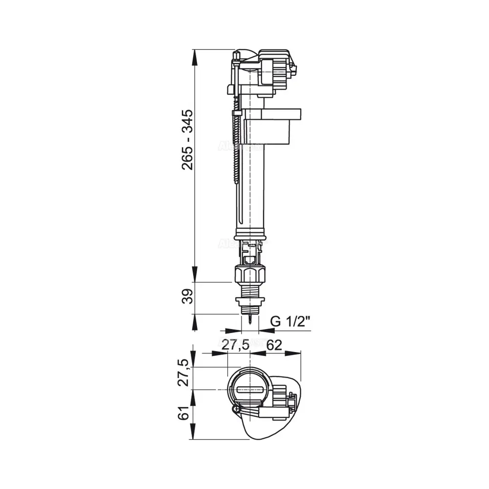 Впускной механизм с нижней подводкой 1/2 Alca Plast STLM-2046265 - Вид №5