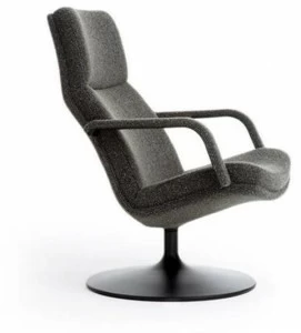 Artifort Мягкое кресло из дизайнерской ткани с подлокотниками и подголовником F