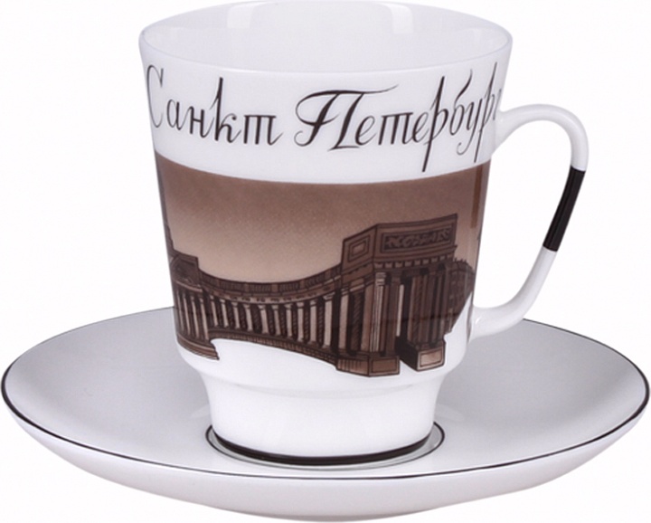10612437 Императорский фарфоровый завод Чашка с блюдцем "До свидания Петербург 2" "Майская" Фарфор костяной 