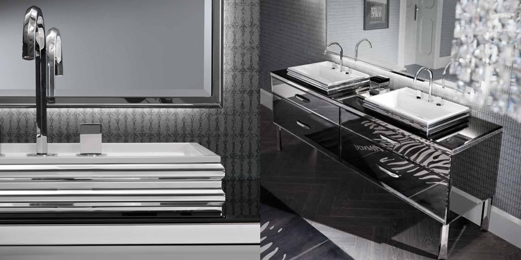 Комбинация ванной комнаты H01 в отделке VETRO specchio fumè MILLDUE HILTON HILTON01 - Вид №2