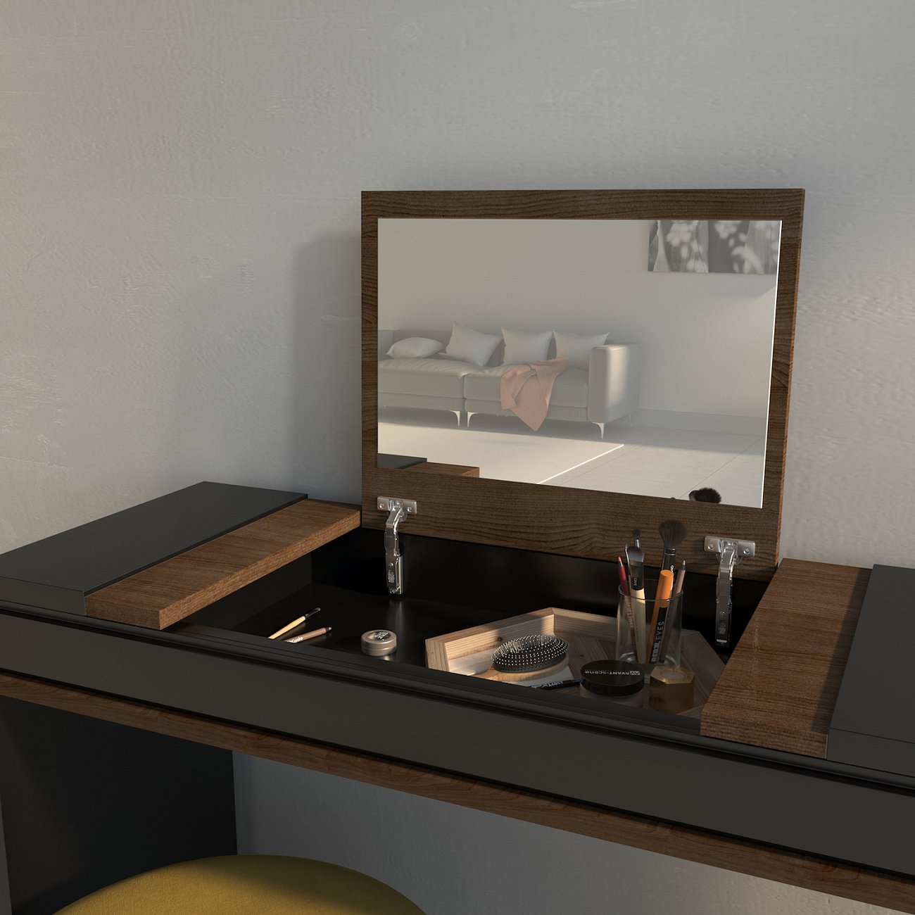 Туалетный столик с откидным зеркалом 100х76 см черный Must BRAGIN DESIGN  00-3879373 Черный  - Вид №2