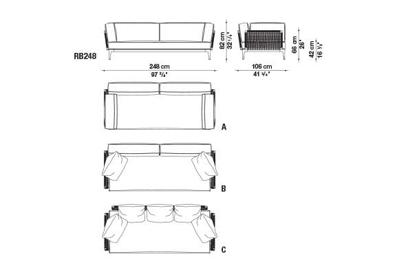 3-местный тканевый садовый диван B&B Italia Outdoor смородина ARCH-00078110 - Вид №17