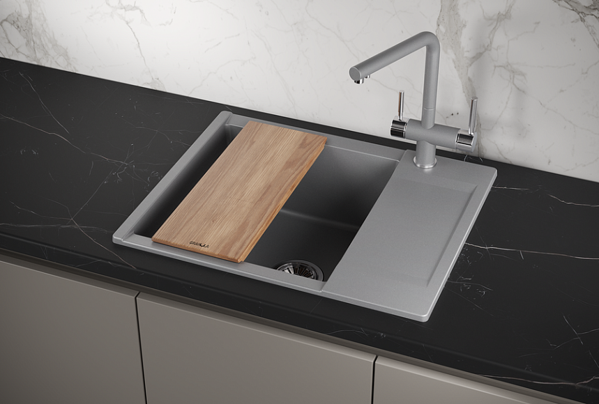 ES-6202, АЛЮМИНИУМ, кухонная мойка, кварц, ESTETICA GRANULA 6202-ST212