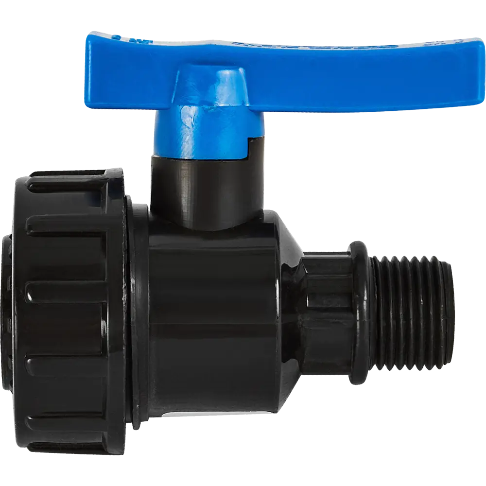 Кран шаровой прямой ТПК-Аква DN15 PN16 1/2" НР/ВР полипропилен ручка флажок 85358416 STLM-2164394  - Вид №1