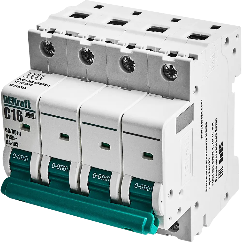 Автоматический выключатель DEKraft ВА-103 4P 16А для надежной защиты электросети 88460950 STLM-1114656