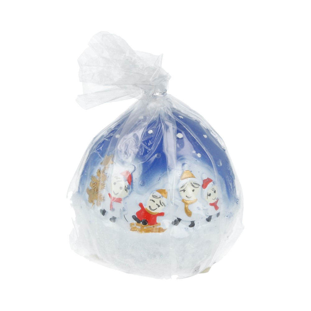 3883 Свеча шар 230 г 8 см "Новогодний хоровод" Омский Свечной 