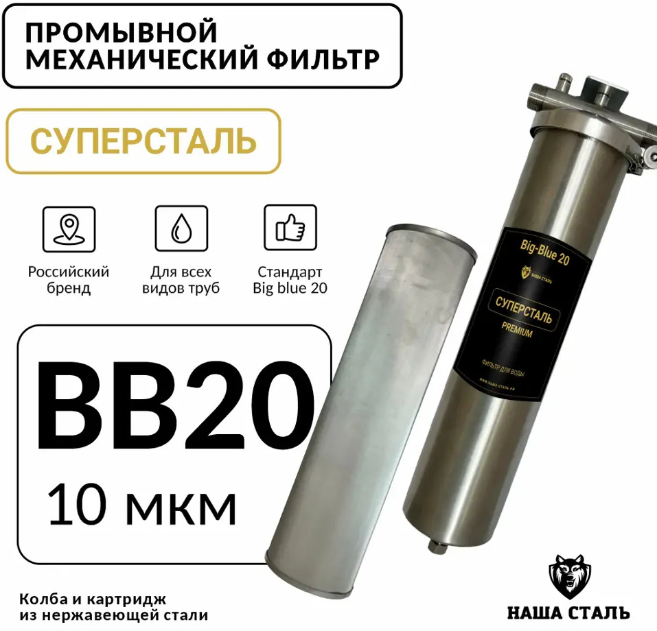 91230864 Фильтр механический промывной Наша сталь BB20 1" нержавеющая сталь STLM-0804733