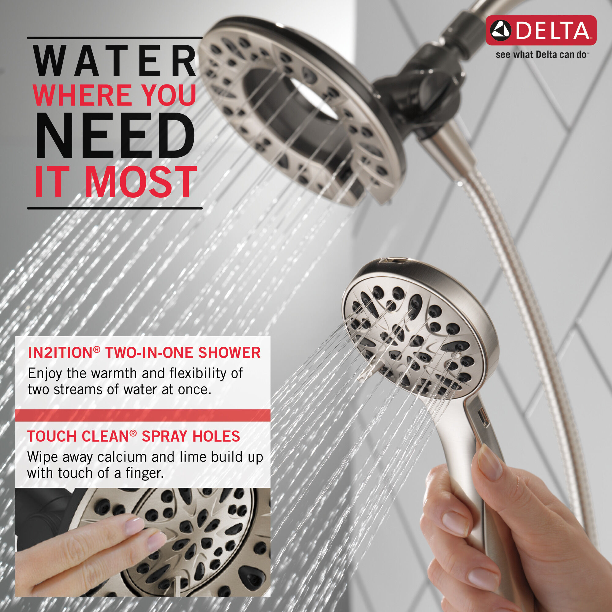 75490SN In2ition® Душ два в одном с 4 настройками Delta Faucet DELTA Матовый никель Spotshield - Вид №1