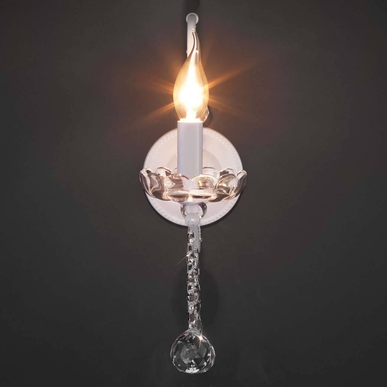 Бра хрустальное белое Brezza 10107/1 глянцевый EUROSVET СВЕЧА 00-3930466 Белый;прозрачный  - Вид №2