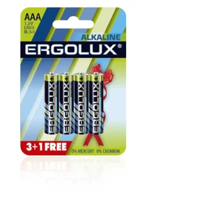 98260393 Батарейка Ergolux Alkaline LR03 BL 3+1(FREE) LR03 BL3+1, 4 шт. STLM-1532797