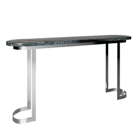 Консоль черная с мраморной столешницей и металлическими ножками, хром "Хокинс" АЛЕТАН - 350917 Хром;черный