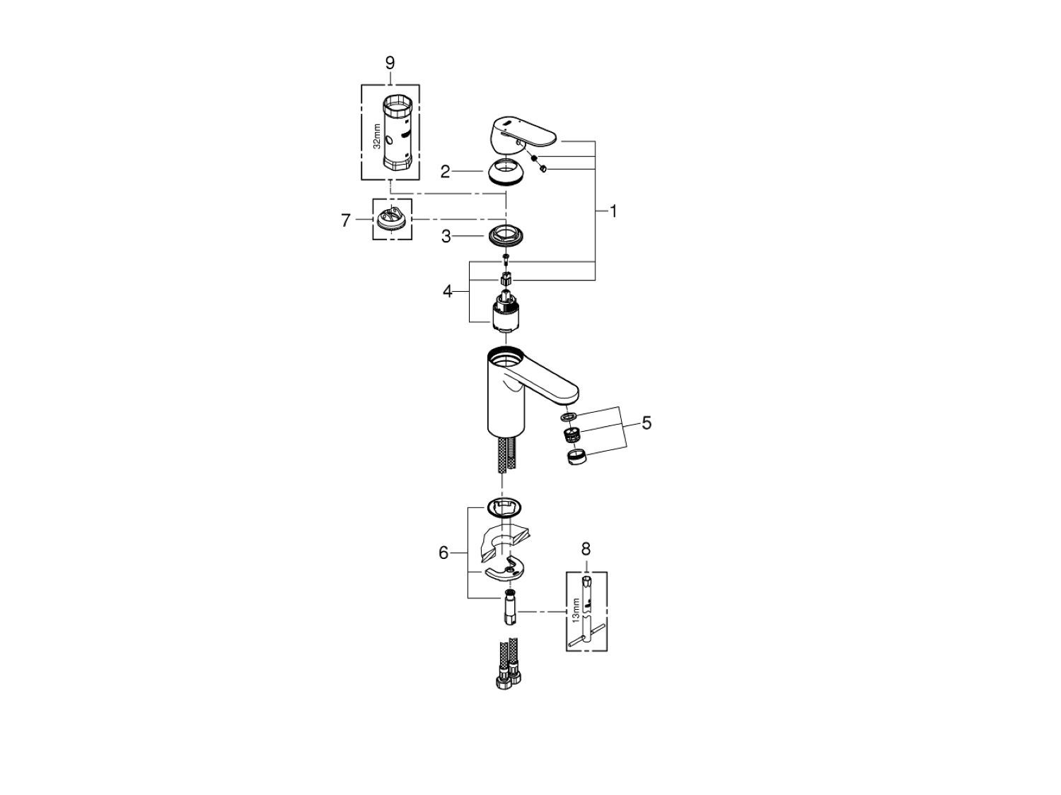 Однорычажный смеситель для раковины Grohe Eurosmart Cosmopolitan ARCH-00053282 - Вид №3