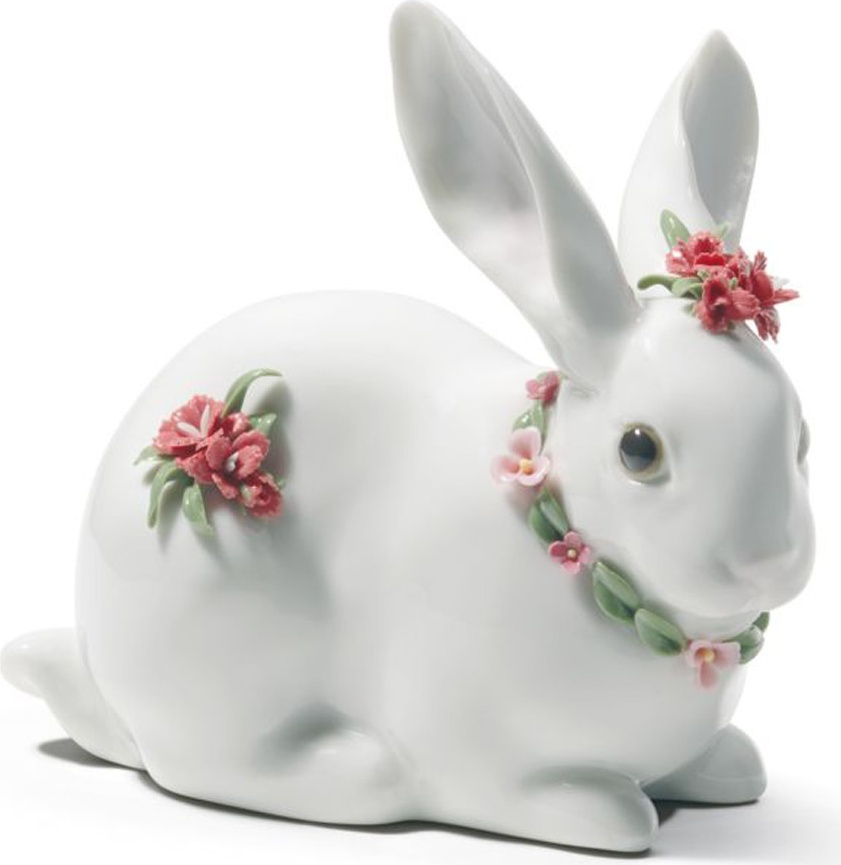 10672544 LLADRO Фигурка Lladro Внимательный кролик (гвоздики) 12x11см, фарфор Фарфор Lladró 