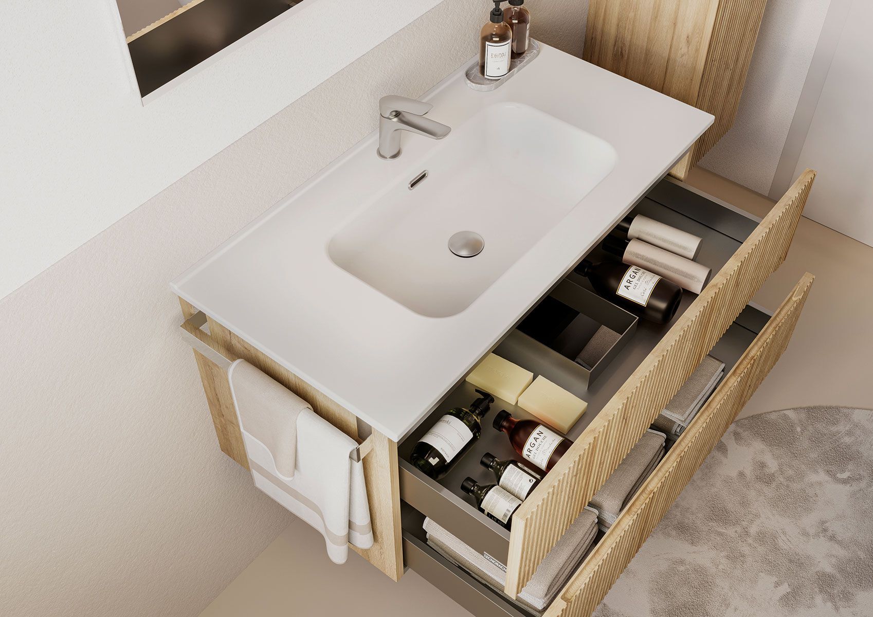 Деревянный подвесной умывальник со встроенным умывальником LEGNOBAGNO Verso ARCH-00090639 - Вид №1