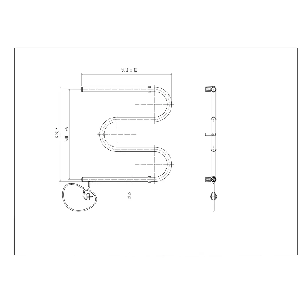 Электрический полотенцесушитель EQUATION М-образный для ванной комнаты 89352309 STLM-1383897 - Вид №2