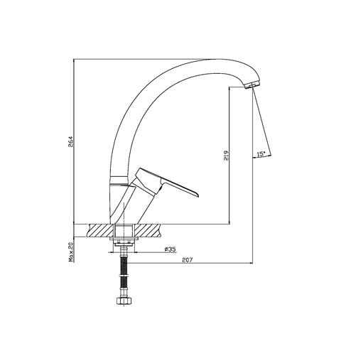 Orange Prim M42-002cr смеситель для кухни Хром sun-id-1516890 - Вид №1
