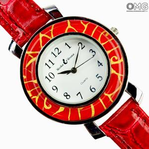 2999 ORIGINALMURANOGLASS Наручные часы Унисекс - красные - Original Murano Glass OMG 23 см