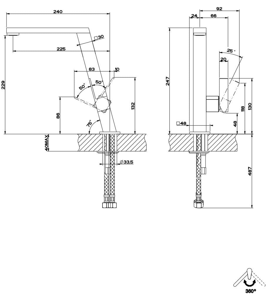 Смеситель для кухни с одной ручкой из латуни Gessi INCLINE ARCH-00148271 - Вид №2