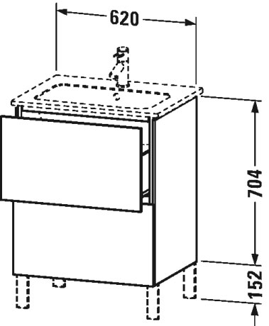 LC662509090 Тумбочка напольная L-Cube #LC6625 620 x 481 мм Фланелево-серый шелковисто-матовый лак Duravit - Вид №1
