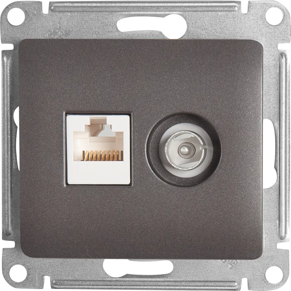 Schneider Electric Glossa — двойная розетка RJ45+TV для скрытого монтажа 84693605 STLM-0053749