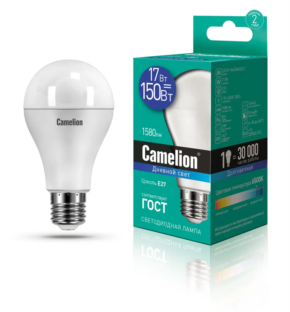 91273306 Светодиодная лампа Camelion LED17-A65/865/E27 12653 STLM-0904771