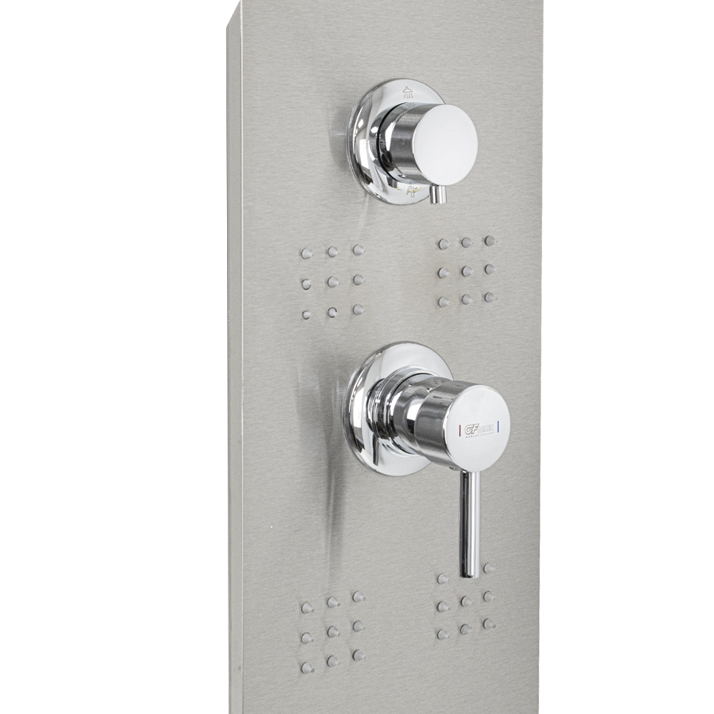 GFmark - Душевая панель - "тропический душ" ВРЕЗНАЯ с двумя лейками, корпус МАТОВАЯ нержавеющая сталь марки 304, код: 5517  - Вид №4