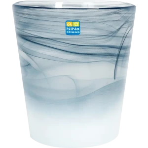 Горшок цветочный Nina Glass Аттика ø13.8 h13.8 см v1.2 л стекло чёрный/белый