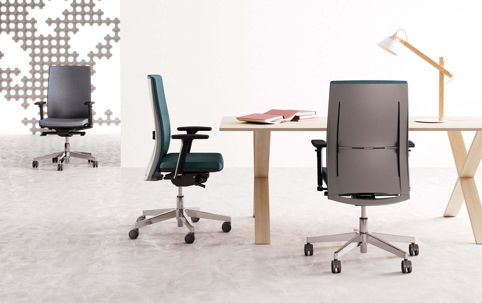 Сетчатое регулируемое по высоте офисное кресло с подлокотниками Las Mobili Hellò ARCH-00025397 - Вид №2