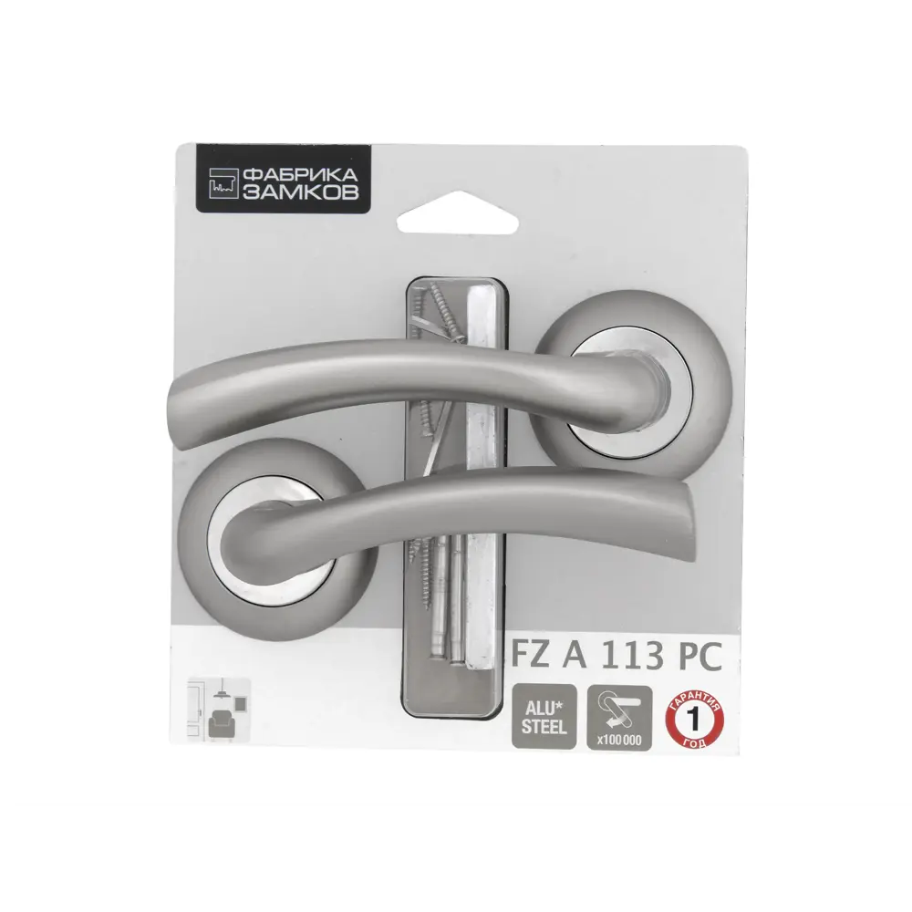 Дверные ручки Фабрика Замков A 113 PC, без запирания, комплект, цвет матовый хром STLM-2152592 - Вид №2