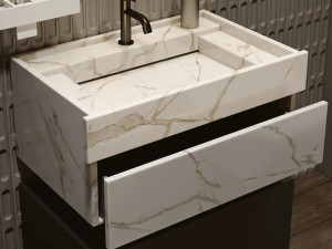 Прямоугольная мраморная раковина с ящиками