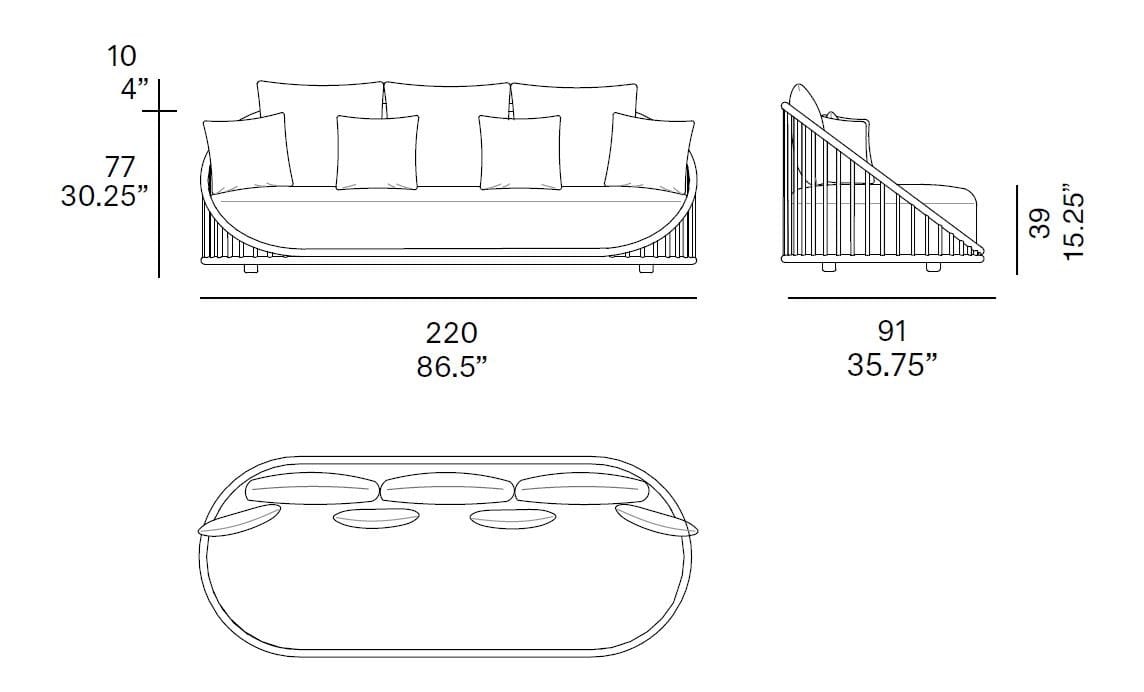 3-местный диван из ротанга EXPORMIM Бочка ARCH-00024414 - Вид №9