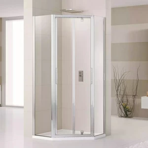 Душевой уголок 90x90 LUNES PENTAGONO S Novellini LUNES с серебристым профилем