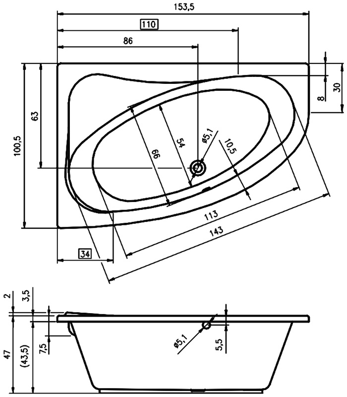 BA6800500000000 Ванна Riho Lyra Santreyd - Вид №3