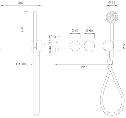 Ceadesign Набор из 2-х гидропрогрессивных смесителей для ванны с ручным душем Opus Ops 25y - Вид №1