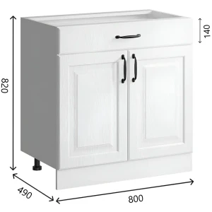 91609779 Напольный шкаф с 1 ящиком Bvmebel Romeo 80x82x47 см фасад МДФ цвет белый дуб STLM-1517215