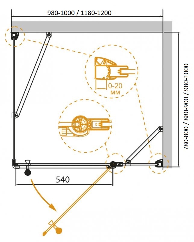 Душевой уголок CEZARES GIUBILEO-AH-11-120/100-CP-Cr-L - Вид №1