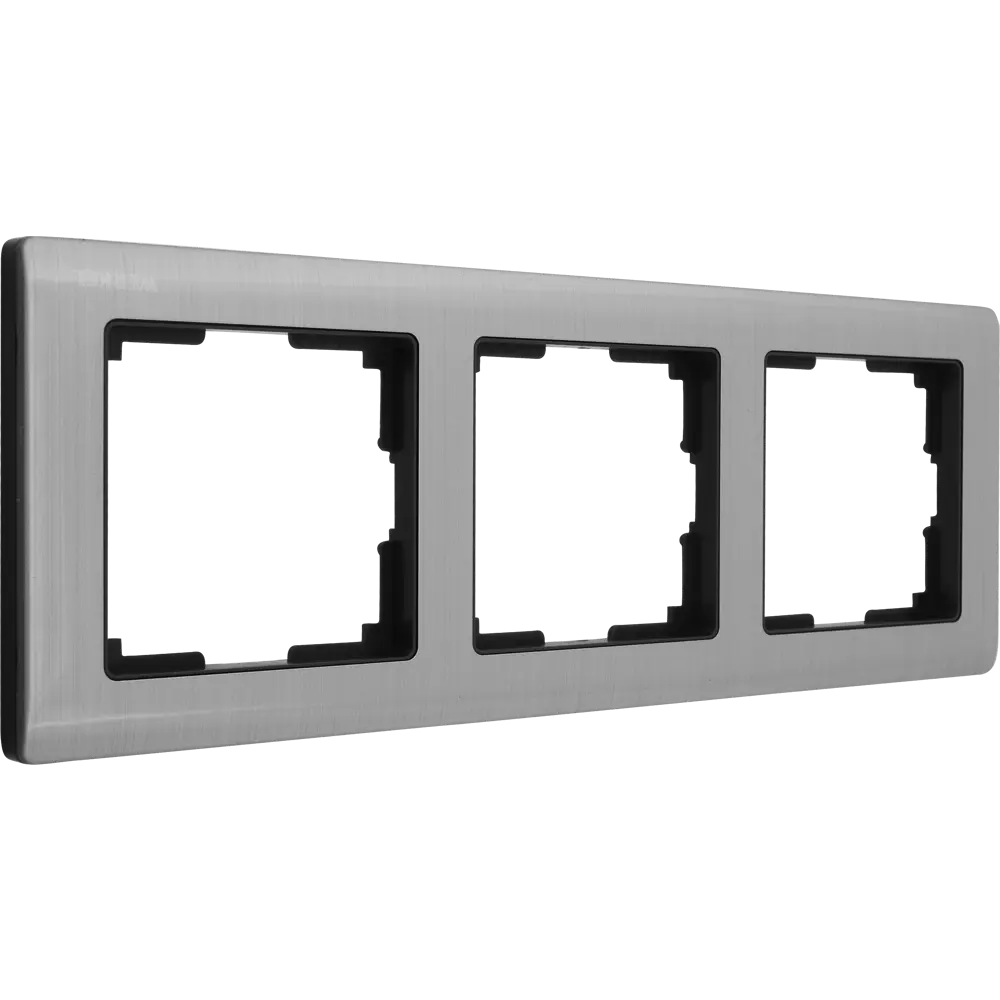 Рамка для розеток и выключателей Werkel Metallic 3 поста металл цвет глянцевый никель STLM-2141800 - Вид №1