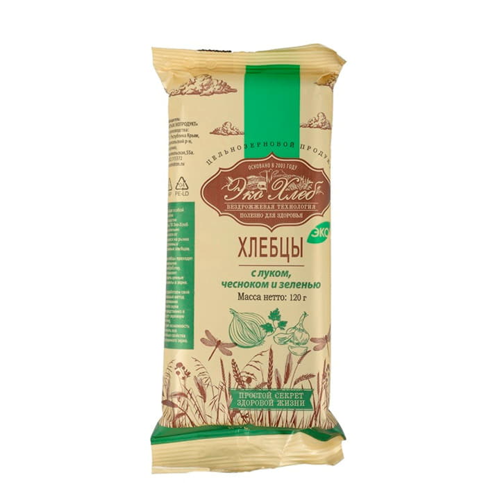 Хлебцы бездрожжевые с луком чесноком и зеленью Эко Хлеб 120 г Santreyd 13133 - Вид №1
