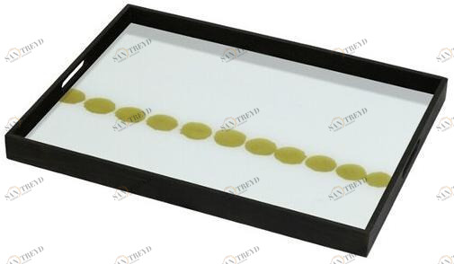 Ethnicraft Прямоугольный поднос из дерева и стекла Gilded layers 20422