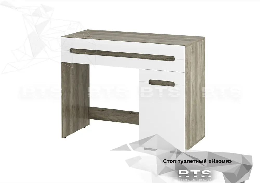 91323174 Туалетный столик без зеркала BTS Наоми 100.20x79x46 см цвет белый/дуб каньон STLM-1078498