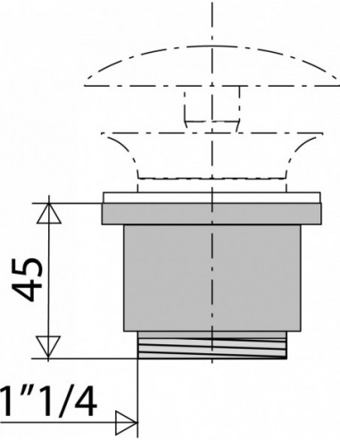 125500 000 00  Прокладка сливного отверстия для умывальника, h. 45 мм, хромированная латунь Valentin Хром  - Вид №2