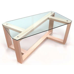 Журнальный столик стеклянный на каркасе береза 100 см "Палли-1" (закаленное стекло) GRAUM  303996 Прозрачный;бежевый