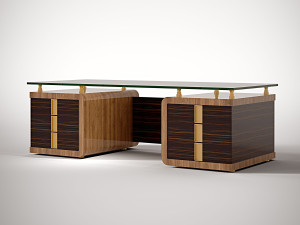 Деревянный рабочий стол с хрустальной столешницей